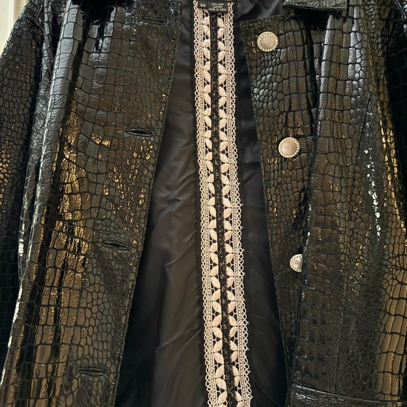 Berek Shiny Black Lamb Leather Croc-Embossed Jacket Size 3x - Picture 8 of 11